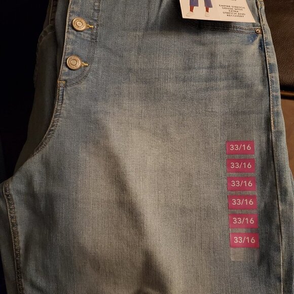 Skinnygirl  High Rise Button Front Cropped Jeans Wide Leg - Picture 5 of 9